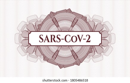 Rosette estilo dinero rojo. Ilustración vectorial. Detallado con el texto SARS-CoV-2 dentro