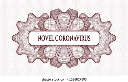 Rot-Geld-Stil Rosette. Vektorgrafik. Detaillierte Angaben mit Text Novel Coronavirus Innen