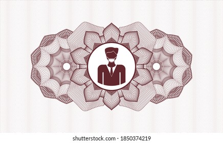 Red money style rosette. Vector Illustration. Detailed with man wearing face mask icon inside