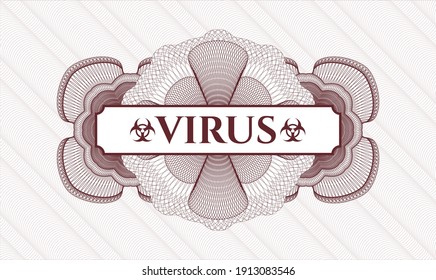 Rosette estilo dinero rojo. Ilustración vectorial. Detallado con el virus de texto dentro