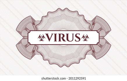 Rosette estilo dinero rojo. Ilustración vectorial. Detallado con el virus de texto dentro