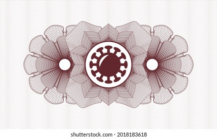 Rosette estilo dinero rojo. Ilustración vectorial. Detallado con el icono de coronavirus dentro