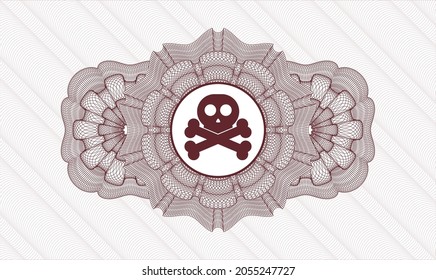 Rosette estilo dinero rojo. Ilustración vectorial. Detallado con el icono cruzado dentro