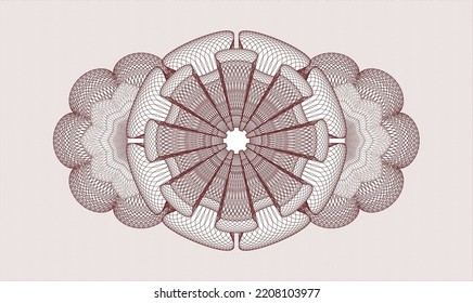 Red money style rosette. Vector Illustration. Detailed 