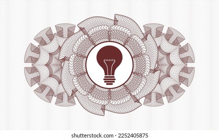 Rosette estilo dinero rojo. Ilustración vectorial. Detallado con el icono de la bombilla interior
