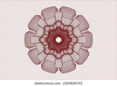 Red money style rosette. Vector Illustration. Detailed. 