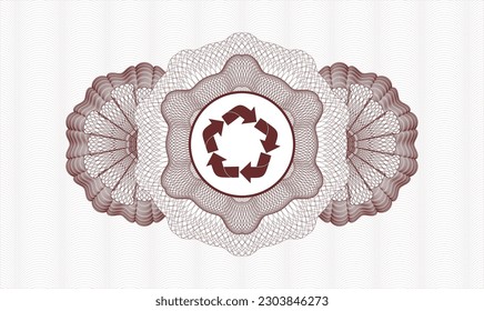 Rosette estilo dinero rojo. Ilustración vectorial. Detallado con el icono de reciclaje