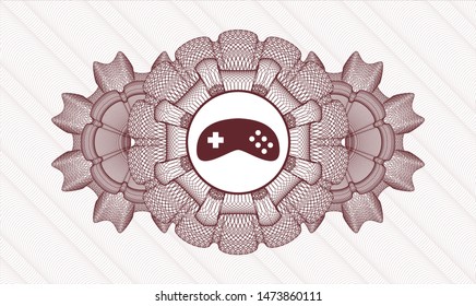 Red money style rosette with video game icon inside