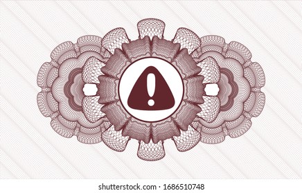 Red money style rosette with warning icon inside