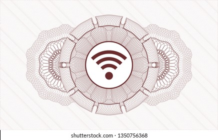 Red money style rosette with wifi signal icon inside