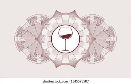 Red money style rosette with wine cup icon inside