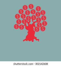 Red Money tree isolated 