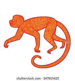 Red monkey on a white background.