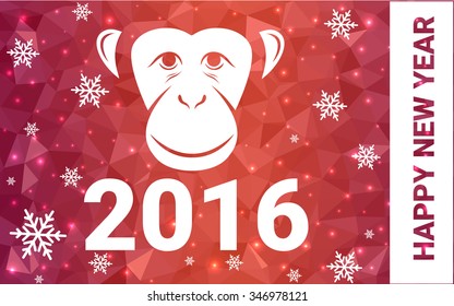 red monkey postcard low polygon style christmas tree vector illustration consisting of triangles.Abstract triangular polygonal origami or crystal design of New Years celebration. red monkey postcard low polygon style christmas tree vector illustration consisting of triangles.Abstract triangular polygonal origami or crystal design of New Years celebration.