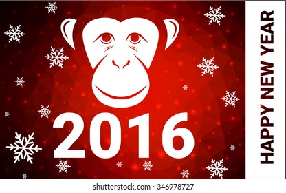 red monkey postcard low polygon style christmas tree vector illustration consisting of triangles.Abstract triangular polygonal origami or crystal design of New Years celebration. red monkey postcard low polygon style christmas tree vector illustration consisting of triangles.Abstract triangular polygonal origami or crystal design of New Years celebration.