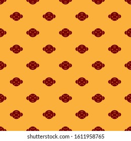 Red Monkey zodiac sign icon isolated seamless pattern on brown background. Astrological horoscope collection.  Vector Illustration