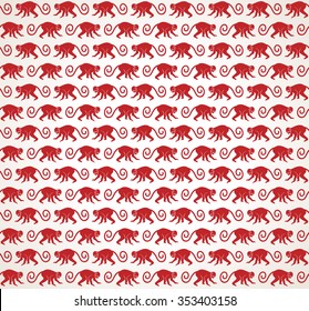 Red Monkeys seamless pattern Vector background for textile