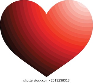 red monochrome color in heart shape, heart shape vector illustration.