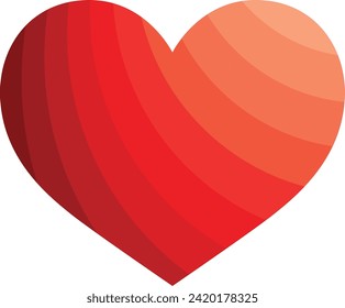 red monochrome heart shape, different shades and colors, heart shape vector illustration for valentines day.
