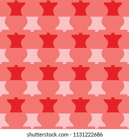 Red monochrome seamless pattern with alternating geometric shapes.