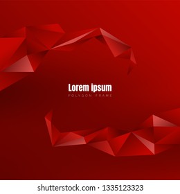 red monotone crystal polygon abstract background, 3d banner frame, template for website cover poster banner brochure and more, vector design 