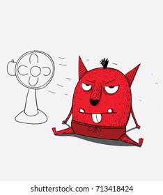 The red monster is angry and angry,He gets better after he has cooled himself