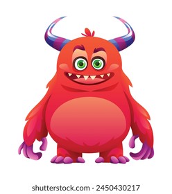 Red monster character. Vector cartoon illustration