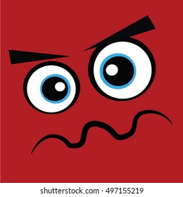 red monster face angry evil theme vector art illustration