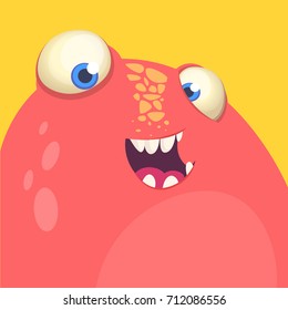 Red monster face avatar. Vector illustration monster