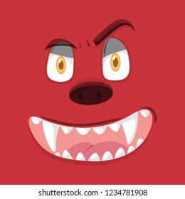 Ein rotes Monster-Gesichtsbild