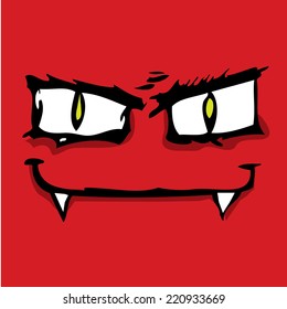red monster face vector illustration