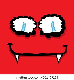 red monster face vector illustration