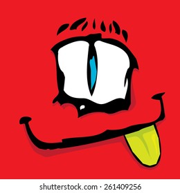 red monster face vector illustration