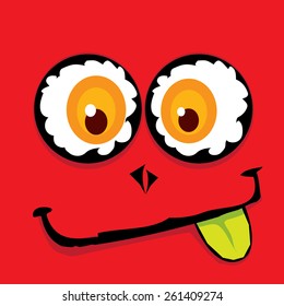 red monster face vector illustration