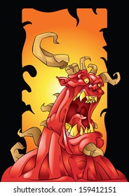 red monster with horns background