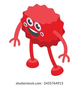 Red monster icon isometric vector. Troll cute mascot. Fun baby scary color