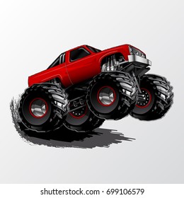 Red Monster Truck with Aggressive Set-Up