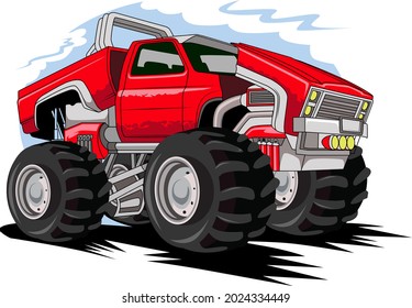 red monster truck modification vector