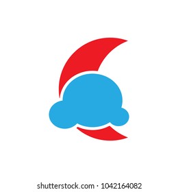 red moon and cloud icon.