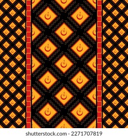 Red moon ethnic seamless pattern, Geometric traditional vector illustration design for fabric, background, carpet, wallpaper