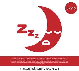 Red Moon icon isolated on white background. Cloudy night sign. Sleep dreams symbol. Night or bed time sign.  Vector Illustration