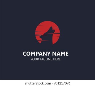 Red moon logos and wolves barking inside