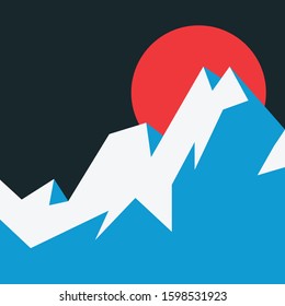 Red Moon Mountain Sky Vector