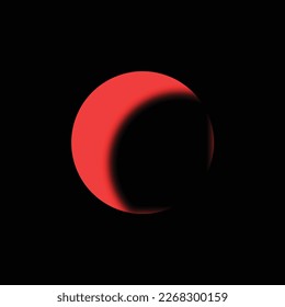 Luna roja sobre fondo negro. Ilustración vectorial. Eps 10.