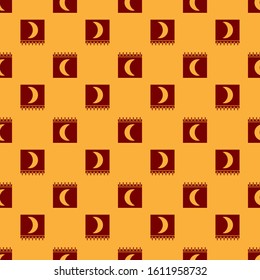 Red Moon phases calendar icon isolated seamless pattern on brown background.  Vector Illustration