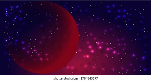 Red moon, a planet against the starry sky. Space and planet background