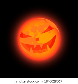 red moon pumpkin and happy halloween