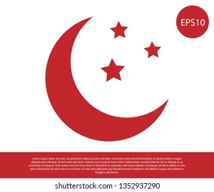 Red Moon and stars icon isolated on white background. Vector Illustration