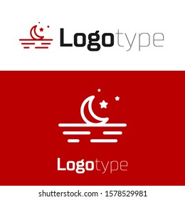 Red Moon and stars icon isolated on white background. Logo design template element. Vector Illustration