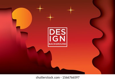 red moonlight abstract background - vector